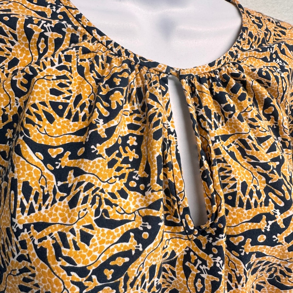 J.Crew Drake's London Top Womens 4 Giraffe Print Bell Sleeve Keyhole Popover - Picture 5 of 10